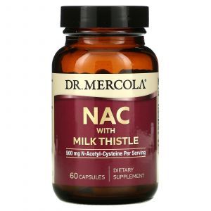 N-ацетилцистеин с расторопшей, NAC with Milk Thistle, Dr. Mercola, 500 мг, 60 капсул