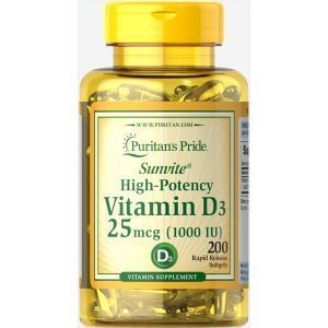 Витамин Д3, Vitamin D3 1000 IU, Puritan's Pride, 200 капсул  