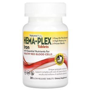 Железо и необходимые питательные вещества для здоровья эритроцитов, Iron with Essential Nutrients for Healthy Red Blood Cells, Hema-Plex, NaturesPlus, 30 таблеток с замедленным высвобождением
