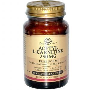 Ацетил -L карнитин, Solgar, 250 мг, 30 кап