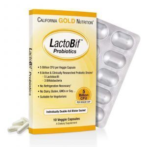 Пробиотики, LactoBif Probiotics, California Gold Nutrition, 5 млд КОЕ, 10 вегетарианских капсул