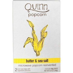Зерна попкорна с маслом и морской солью, Popcorn, Quinn Popcorn, 2 пакета по 98 г