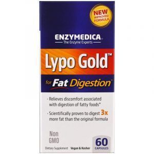 Ферменты для переваривания жиров, Lypo Gold, Enzymedica, 60 капсул 