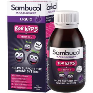 Черная бузина + Витамин С, Black Elderberry Liquid, Sambucol, сироп для детей от 1 до 2 лет, 230 мл
