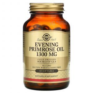 Масло вечерней примулы (Evening Primrose Oil), Solgar, 1300 мг, 60 гелевых капсул