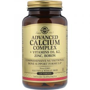 Кальций с витаминами, Calcium Complex + Vitamins D3, K2, Solgar, комплекс, 120 таблеток (Default)