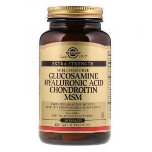 Глюкозамин, гиалуроновая, хондроитин, МСМ, Glucosamine Hyaluronic Acid Chondroitin MSM, Solgar, 120 таблеток