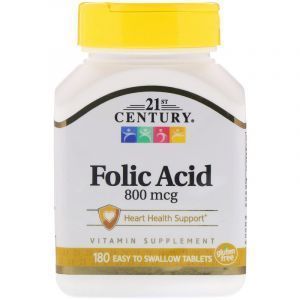 Фолиевая кислота, Folic Acid, 21st Century, 800 мкг, 180 таблеток (Default)