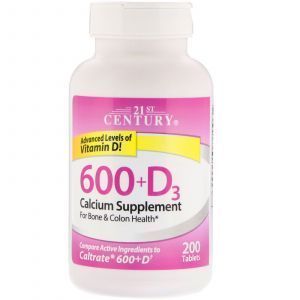 Кальций Д3, Calcium 600+D3, 21st Century, 200 таблеток (Default)