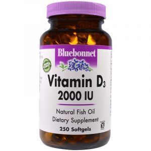 Витамин Д3, Vitamin D3, Bluebonnet Nutrition, 2000 МЕ, 250 капсул (Default)