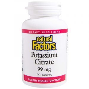 Калий, Potassium Citrate, Natural Factors, 99 мг, 90 таблеток (Default)