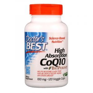 Коэнзим Q10, CoQ10 with BioPerine, Doctor's Best, биоперин, 100 мг, 120 капсул (Default)