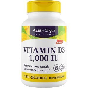 Витамин Д3, Vitamin D3, Healthy Origins, 1000 МЕ, 180 капсул