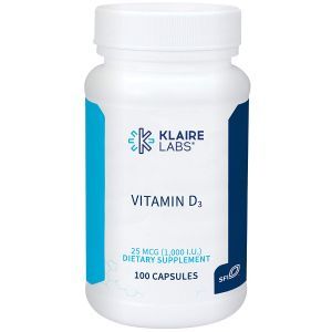 Витамин Д3, Vitamin D3, Klaire Labs, 25 мкг (1000 МЕ), 100 капсул