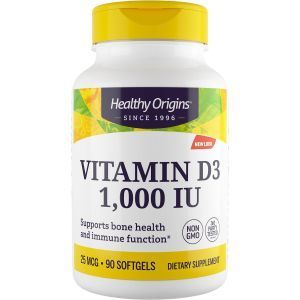 Витамин Д3, Vitamin D3, Healthy Origins, 1000 МЕ, 90 капс