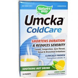Средство от простуды, горячий напиток, Umcka, ColdCare, Nature's Way, вкус лимона, 10 пакетиков 