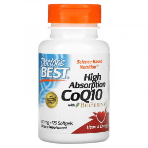 Коэнзим  Q10 с биоперином, CoQ10, Doctor's Best, 100 мг, 120 гелевых капсул
