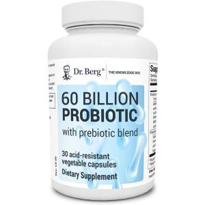 Пробиотики и пребиотики, 60 Billion Probiotic Supplement, Dr. Berg, 60 млрд КОЕ, 30 вегетарианских капсул