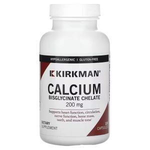Кальций хелат бисглицинат, Calcium Bisglycinate Chelate, Kirkman Labs, 200 мг, 120 вегетарианских капсул