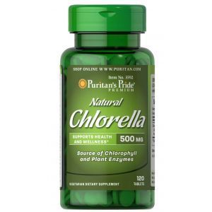 Хлорелла, Natural Chlorella, Puritan's Pride, 500 мг, натуральная, 120 таблеток
