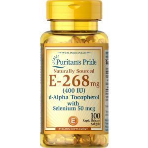 Витамин Е с селеном, Vitamin E, Puritan's Pride, 400 МЕ, натуральный, 100 гелевых капсул
