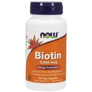 Биотин, Biotin, Now Foods, 5000 мкг, 60 капсул