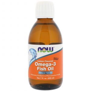 Рыбий жир жидкий, Omega-3 Fish Oil, Now Foods, лимон, 200 м