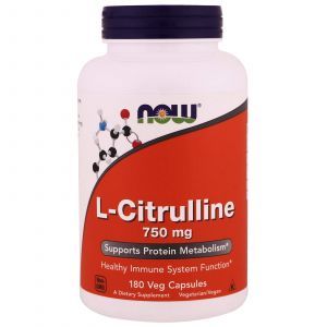 Цитруллин, L-Citrulline, Now Foods, 750 мг, 180 кап