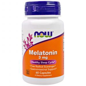 Мелатонин, Melatonin, Now Foods, 3 мг, 60 кап