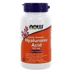 Гиалуроновая кислота, Hyaluronic Acid, Now Foods, двойная сила, 100 мг, 60 вегетарианских капсул 