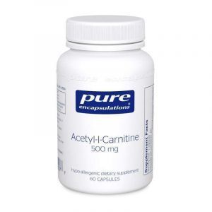 Ацетил-L-карнитин, Acetyl-l-Carnitine, Pure Encapsulations, 500 мг, 60 капсул