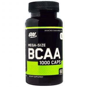 Аминокислоты BCAA, Optimum Nutrition, большой размер, 1 г, 60 капсул