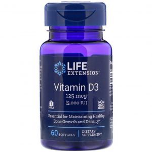 Витамин Д-3, Vitamin D3, Life Extension, 5000 МЕ, 60 капсул