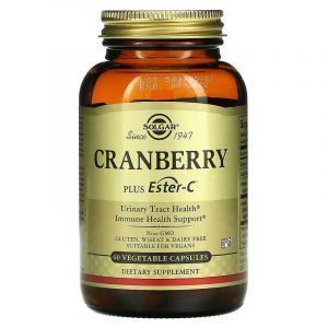 Клюква с витамином С, Cranberry Plus Ester-C, Solgar, 60 вегетарианских капсул