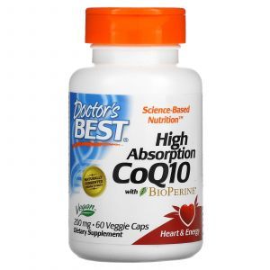 Коэнзим Q10, CoQ10 with BioPerine, Doctor's Best, биоперин, 200 мг, 60 жидких капсул (Default)