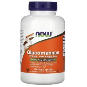 Глюкоманнан, Glucomannan, Now Foods 575 мг, 180 кап