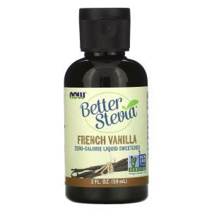 Стевия, Better Stevia, Now Foods, жидкий подсластитель с нулевой калорийностью, вкус французской ванили, 59 мл
