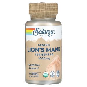 Ежовик гребенчатый, Lion's Mane, Solaray, органик, 500 мг, 60 вегетарианских капсул