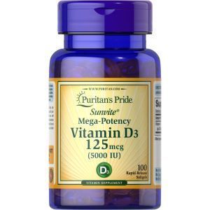 Витамин Д3, Vitamin D3, Puritan's Pride, 5000 МЕ, 100 капсул  