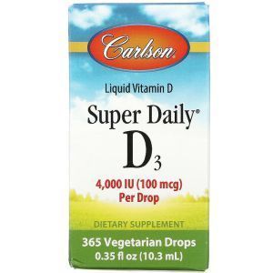 Витамин Д3, Vitamin D3, Carlson Labs, 4000 МЕ, 10,3 мл.