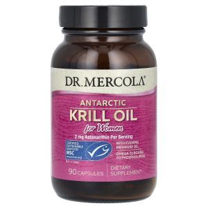 Жир криля для женщин, Krill Oil, Dr. Mercola, антарктический, 90 капсул