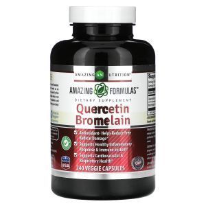 Кверцетин и бромелайн, Quercetin Bromelain, Amazing Nutrition, 240 растительных капсул
