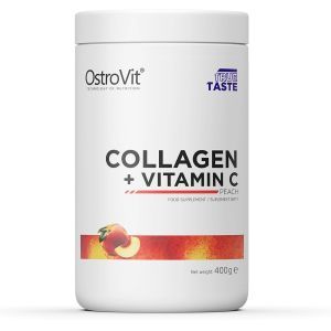 Коллаген + витамин С, Collagen + Vitamin C, OstroVit, вкус персика, 400 г
