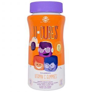 Витамин С жевательный, (U-Cubes, Children's Vitamin C ), Solgar, 90 жевательных конфет 