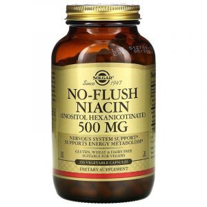 ნიაცინი (No-Flush Niacin), Solgar, Non-Flush, 500 მგ, 250 მცენარეული კაფსულა