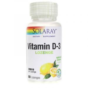 Витамин D-3, Vitamin D-3, Solaray, 2000 МЕ, вкус лимона, 60 леденцов