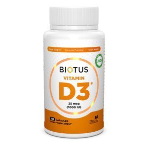 Витамин Д3, Vitamin D3, Biotus, 1000 МЕ, 180 капсул